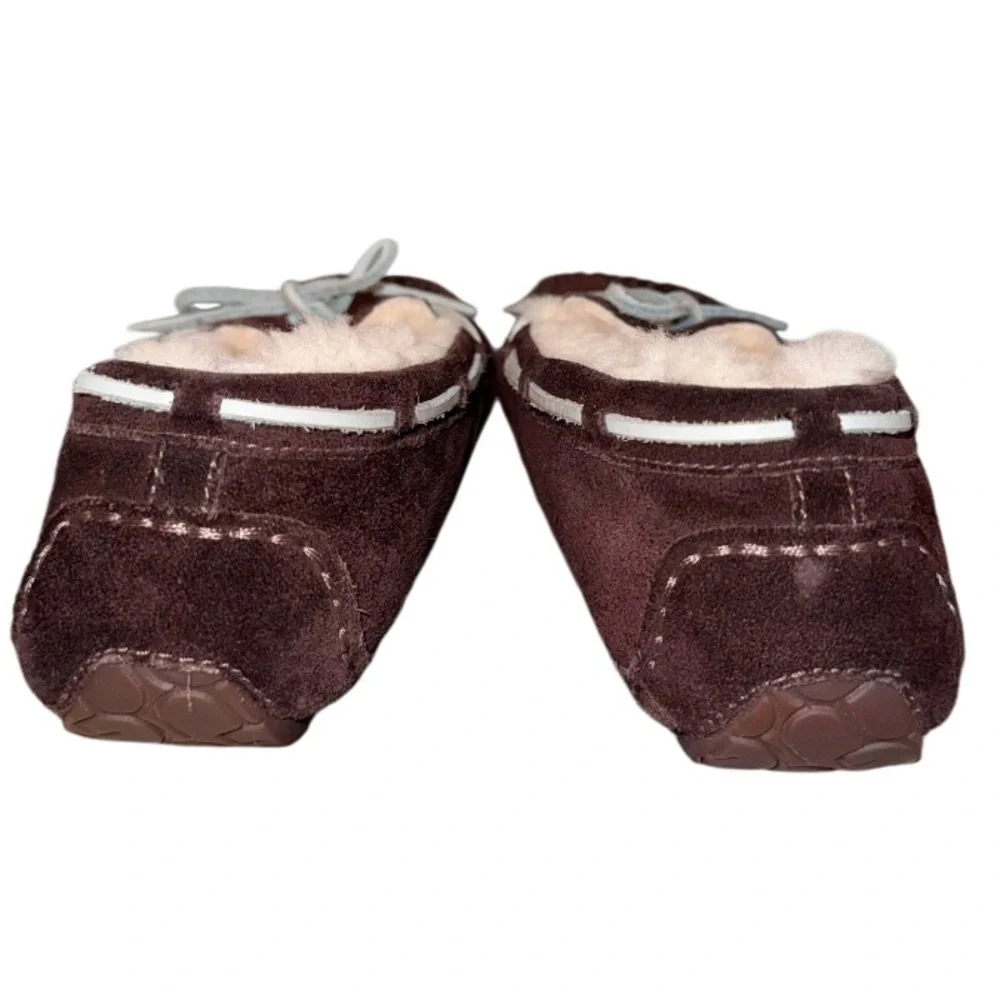 UGG Dakota Moccasin brown suede fur lined slippers girls size 4